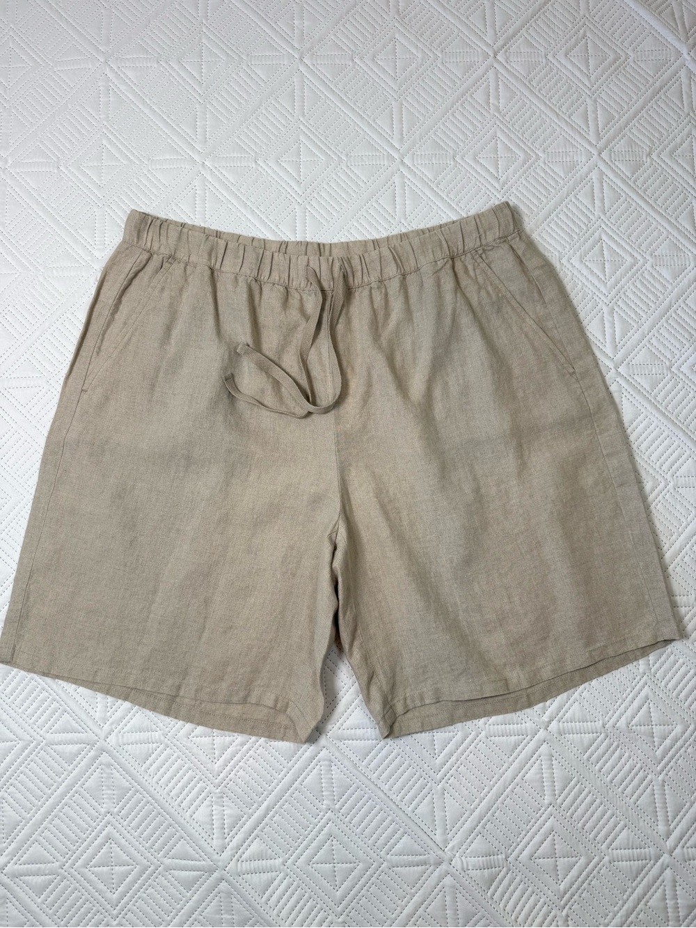 Eileen Fisher Organic Linen Unnatural Mid Thigh Shorts Size XL
